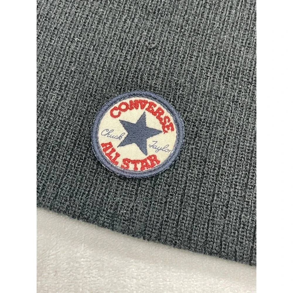 Converse Chuck Taylor All Star Youth Black Knit Beanie Hat Winter
